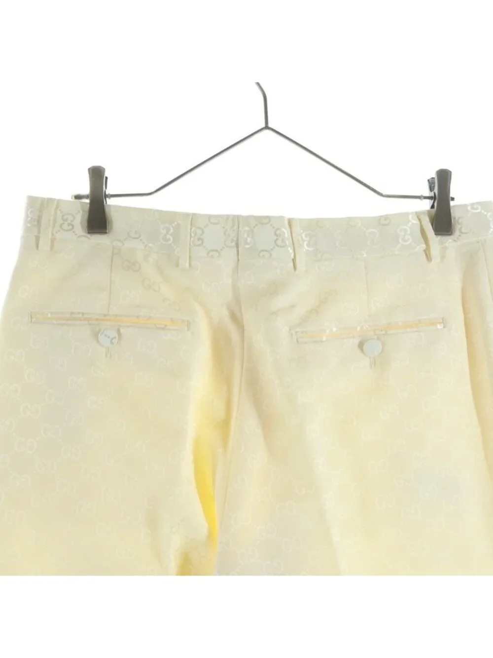 Gucci GG Pants All Over Pattern Ivory Viscose Cotton 48